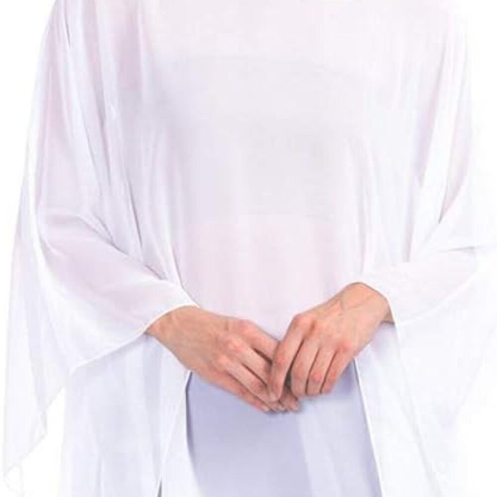 Womens Summer Solid Sheer Batwing Blouse Chiffon Caftan Poncho Tunic Top Plus Si